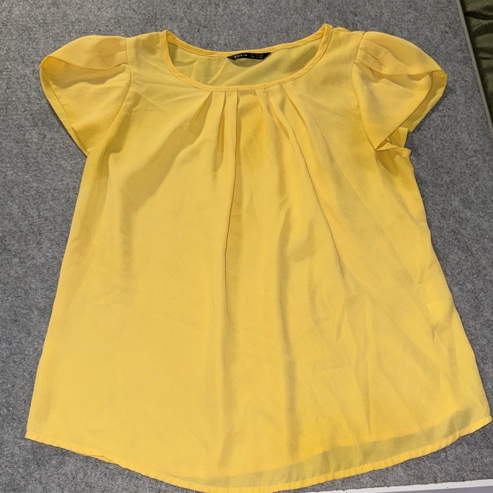 SHEIN Sunny Yellow Pleated Blouse